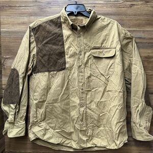 North River Outfitters Men's L Tan Outdoor Shirt Brown Padded Shoulder Elbows